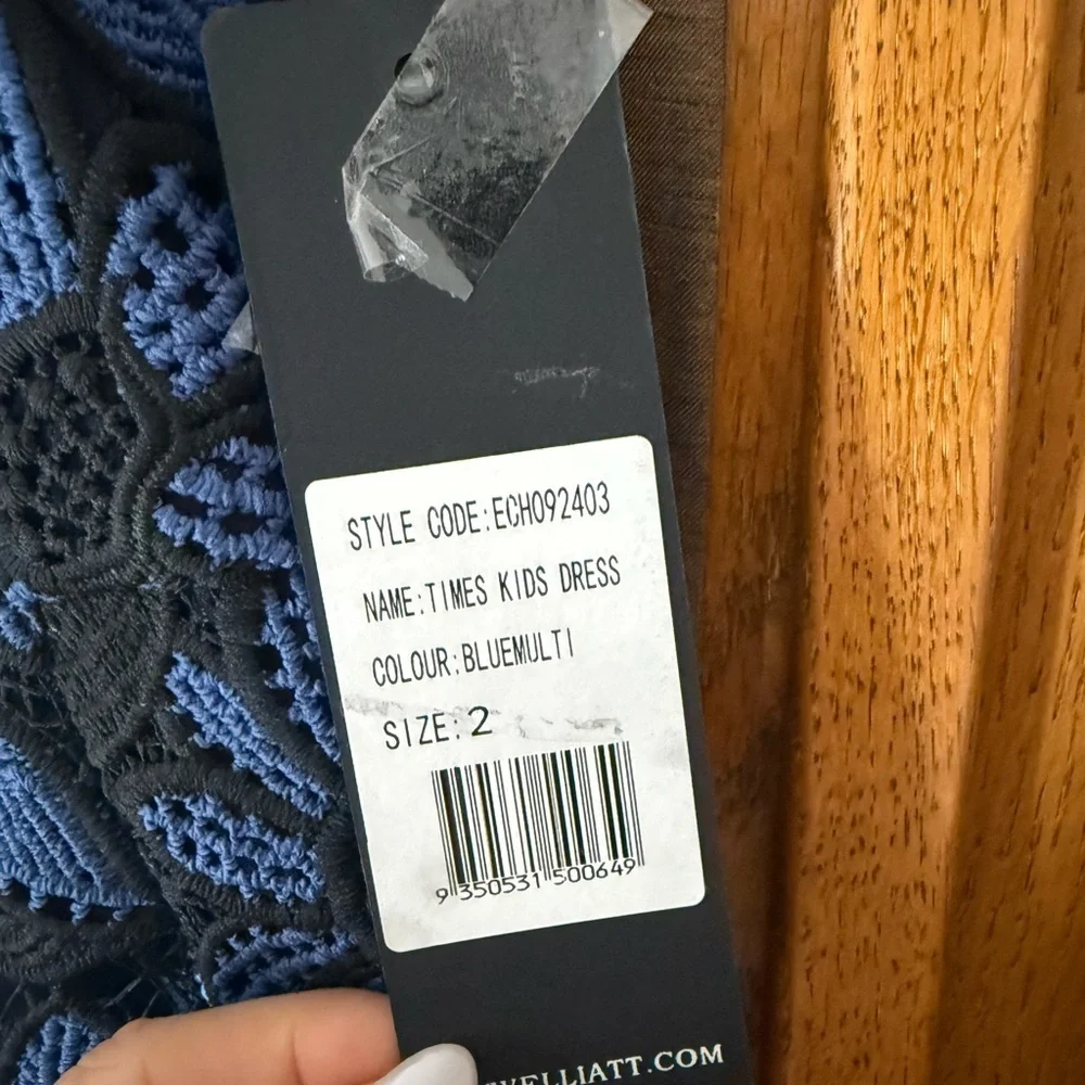 Elliatt Black Blue Floral Lace Girls Dress Size 2 Party Wedding Flower Girl NWT